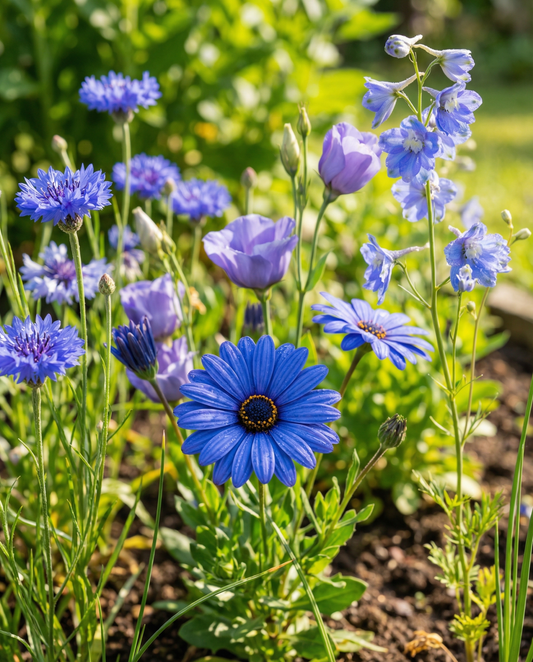 Sommarblommor Royal Blue Mix – ettåriga blomsterfrön från SeedsChoice
