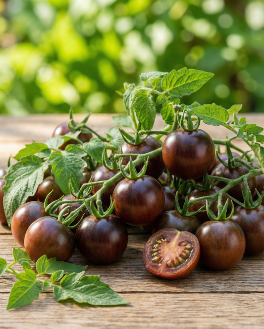 Cherry Tomato Black (Solanum lycopersicum) – ettåriga grönsaksfrön från SeedsChoice