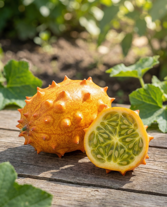 Horned Melon Fruit (Cucumis metuliferus) – ettåriga grönsaksfrön från SeedsChoice