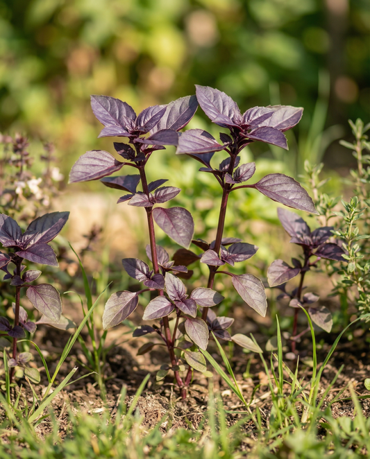 Basilika Dark Opal Purple Leaf (Ocimum basilicum) – ettåriga örter från SeedsChoice