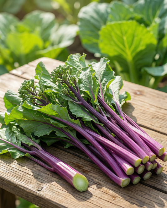 Hon Tsai Tai Purple Stems (Brassica rapa) – ettåriga frön från SeedsChoice