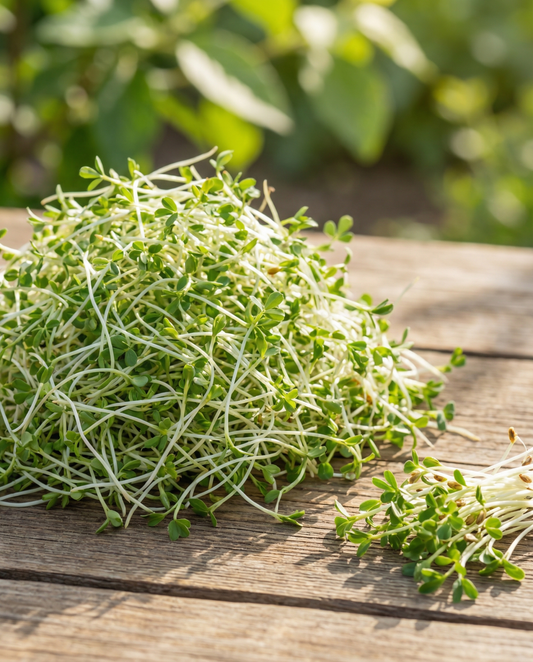 Alfalfa-groddar microgreens (Medicago sativa) – ekologiska ettåriga groddfrön från SeedsChoice