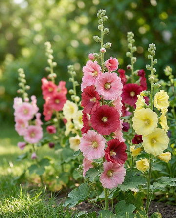 Stockros Summer Carnival (Alcea rosea) – ettåriga frön från SeedsChoice