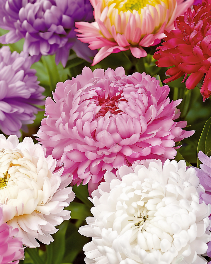 Aster Paeony Flowered Mixed frön (Callistephus chinensis) – ettårig blomma