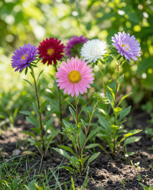 Aster Mixed Single Flowered Mix (Callistephus chinensis) – ettåriga blomsterfrön från SeedsChoice