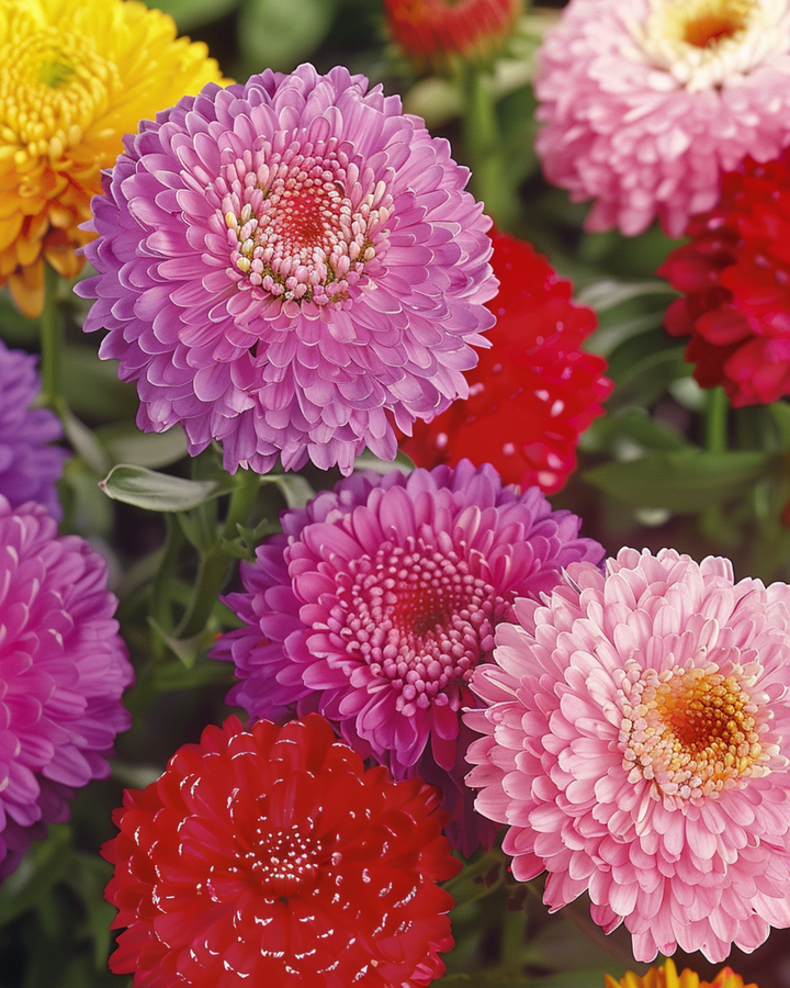Aster Pompon Mixed frön (Callistephus chinensis) – ettårig blandning