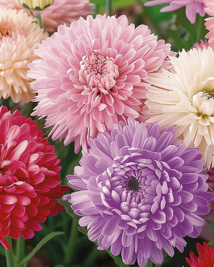 Aster Queen Of The Market Mixed frön (Callistephus chinensis) – ettårig blandning