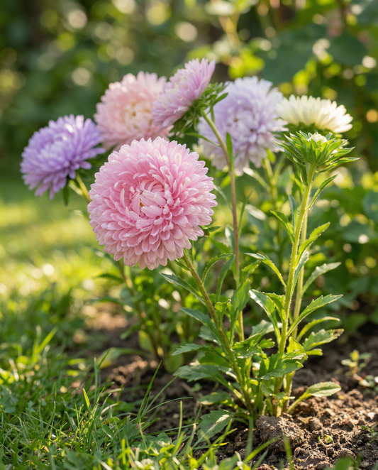 Aster Queen Of The Market Mixed (Callistephus chinensis) – ettårig blandning frön från SeedsChoice