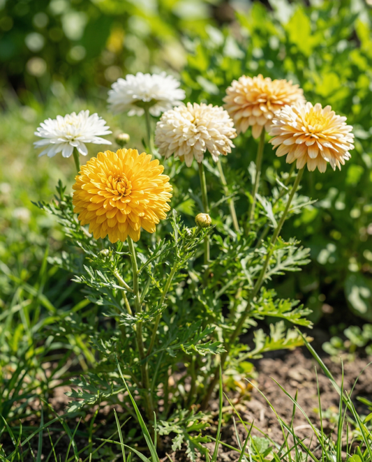 Double Mixed (Chrysanthemum coronarium) – ettåriga blandningsfrön från SeedsChoice