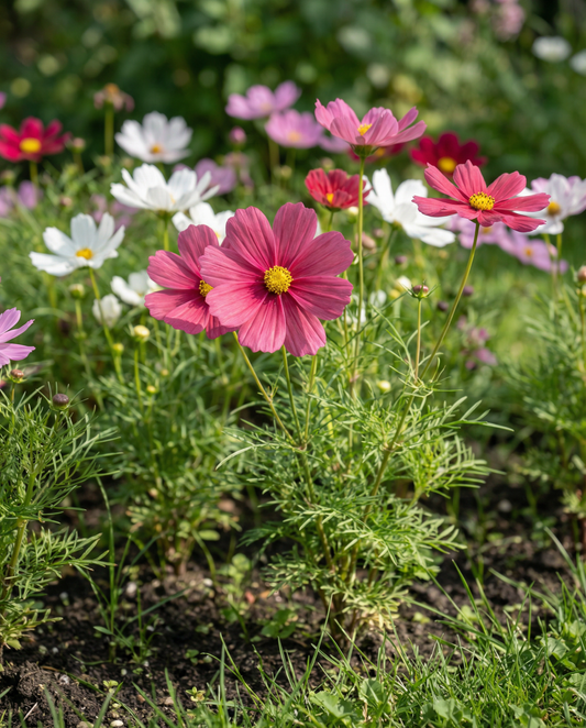 Dwarf Sensation Mixed (Cosmos bipinnatus) – frön i ettårig blandning från SeedsChoice