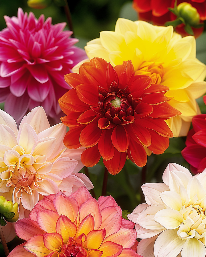 Unwin's Hybrids Mixed Colours frön (Dahlia variabilis) – ettårig blandning