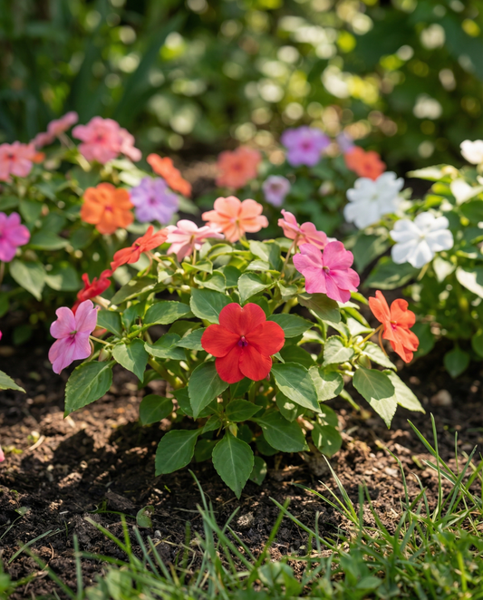 Fröer av Busy Lizzie Safari F2 Mixed (Impatiens walleriana) – ettårig blandning från SeedsChoice