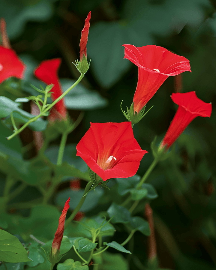 Cardinal Climber Red-frön (Ipomoea quamoclit) – ettårig klätterväxt
