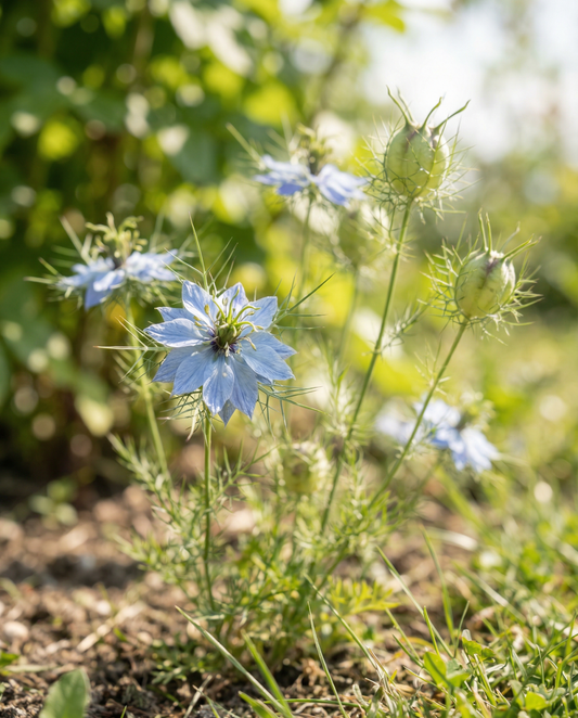 Love In The Mist Miss Jekyll Blue (Nigella damascena) – ettåriga frön från SeedsChoice