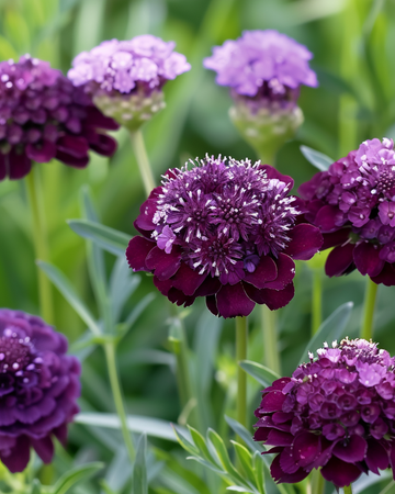 Djupviolett rödnålskudde frön (Scabiosa atropurpurea) – ettårig blomma
