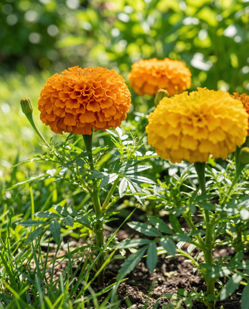 Afrikansk tagetes Sunset Giants Mix (Tagetes erecta) – ettåriga blomsterfrön från SeedsChoice