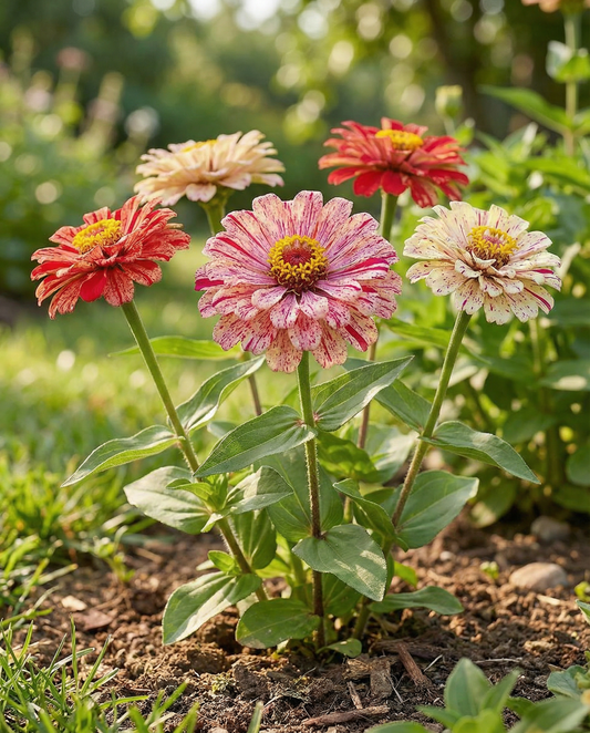 Peppermint Stick (Zinnia elegans) – ettåriga frön från SeedsChoice