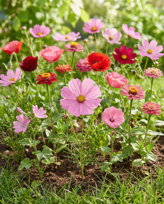 Sommarblommor Pink Red Garden Mix Blend – ettåriga blomsterfrön från SeedsChoice
