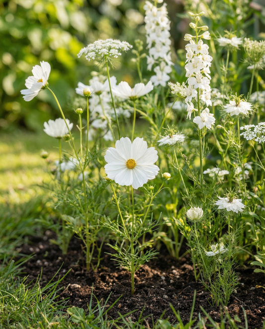White Summer Mix Shades 20 till 80 cm – ettåriga blomsterfrön från SeedsChoice