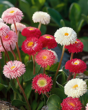 Tusensköna Mixed Pomponette frön (Bellis perennis) – tvåårig blomma