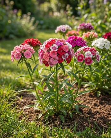 Borstnejlika i blandade färger (Dianthus barbatus) – frön till tvåårig blandning från SeedsChoice