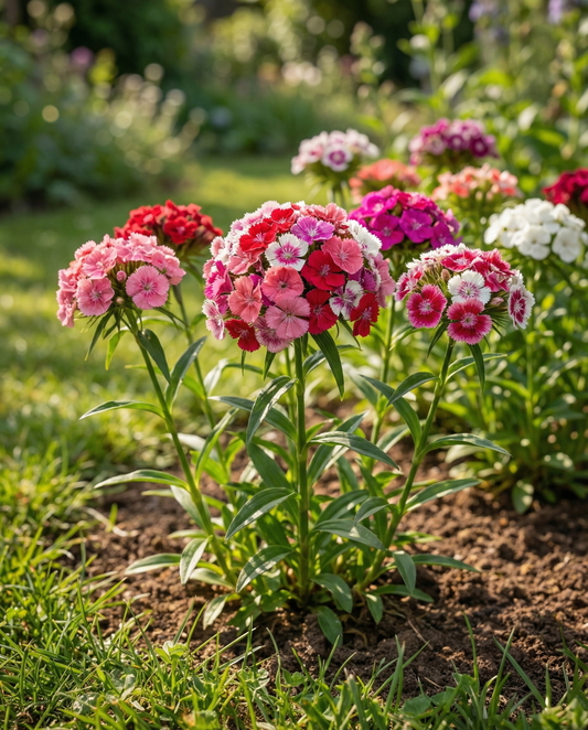 Borstnejlika i blandade färger (Dianthus barbatus) – frön till tvåårig blandning från SeedsChoice