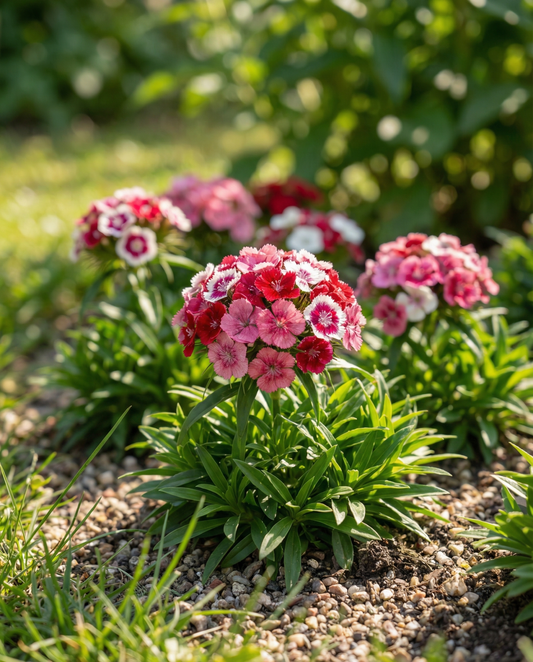 Borstnejlika Dwarf Mixed (Dianthus barbatus) – frön till tvåårig blomma från SeedsChoice