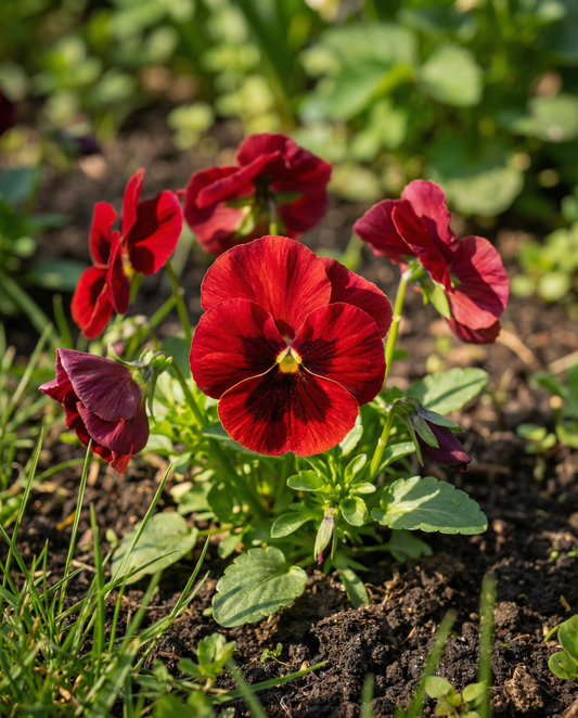 Pensé Red Wing (Viola wittrockiana) – frön för tvååriga blommor från SeedsChoice