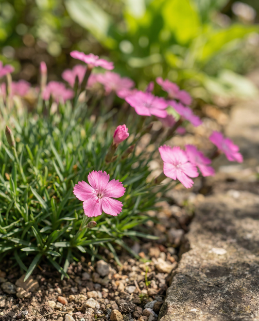 Backnejlika Carmine Rose (Dianthus deltoides) – perennafrön från SeedsChoice