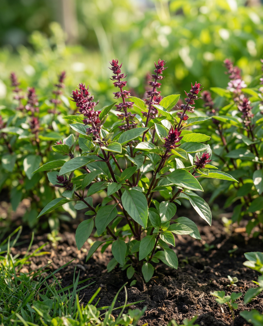 Söt basilika Siam Queen (Ocimum basilicum) – frön av ettårig ört från SeedsChoice