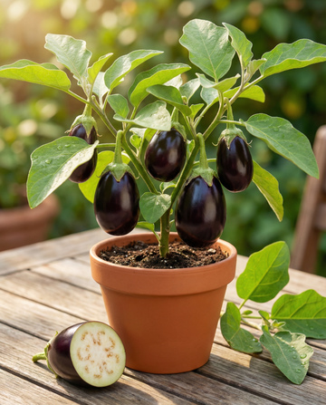 Miniaubergine Patio Baby F1 (Solanum melongena) – ettåriga grönsaksfrön från SeedsChoice