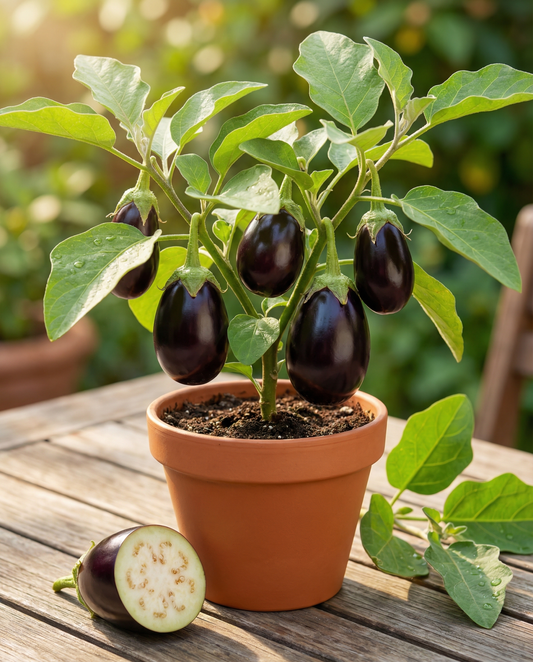 Miniaubergine Patio Baby F1 (Solanum melongena) – ettåriga grönsaksfrön från SeedsChoice