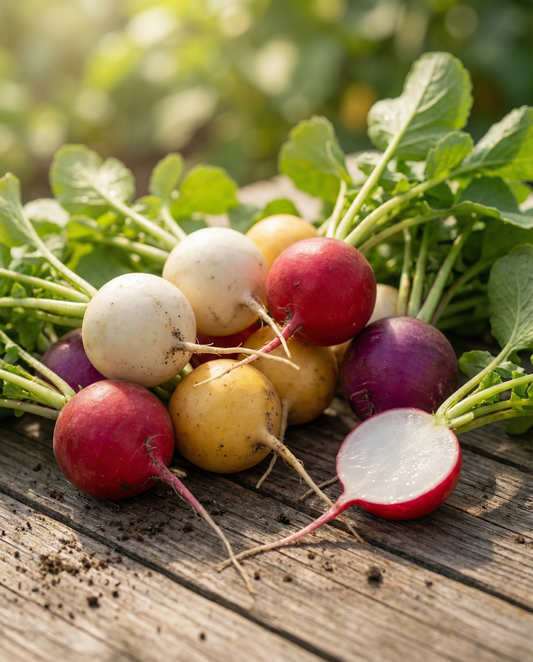 Rädisfrön Round Mix (Raphanus sativus) – ettåriga grönsaksfrön från SeedsChoice