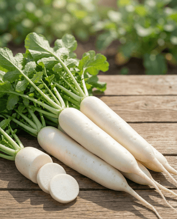 White Icicle rädisfrön (Raphanus sativus) – ettårig grönsak från SeedsChoice