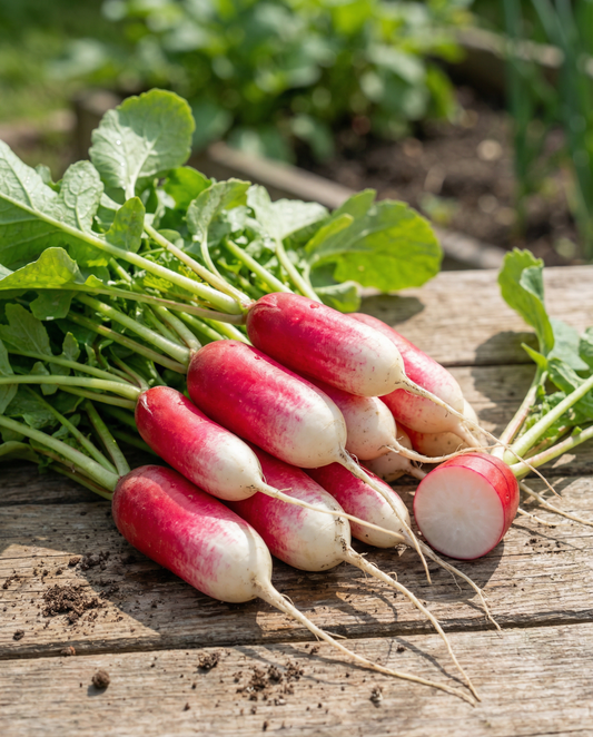 Rädisa French Breakfast Long Red (Raphanus sativus) – ettåriga grönsaksfrön från SeedsChoice