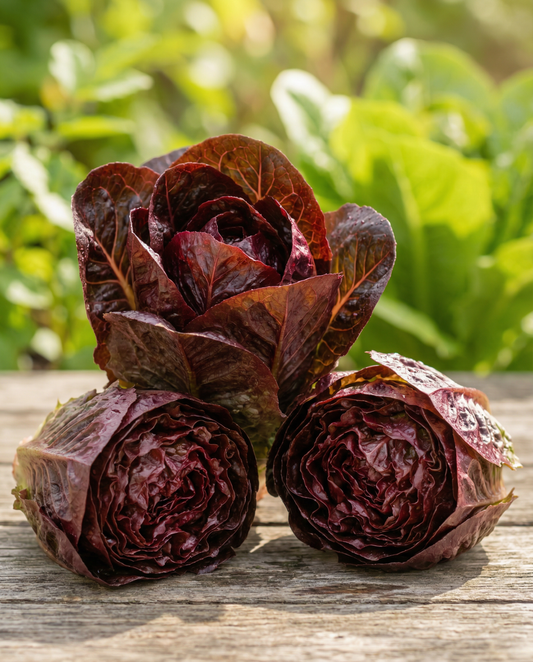 Cos-sallad Moonred (Lactuca sativa) – ettåriga grönsaksfrön från SeedsChoice