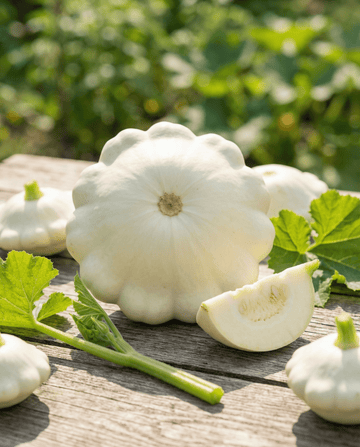 Patisson Squash Custard White (Cucurbita pepo) – ettåriga grönsaksfrön från SeedsChoice