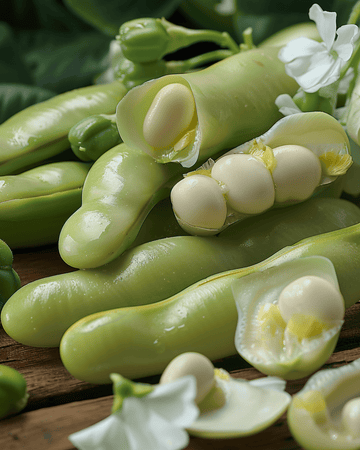 Bondbönafrön Threefold White (Vicia faba) – ettårig grönsak