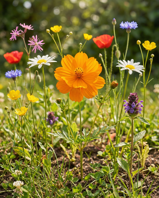 Vildblommsblandning 50 g, täcker 25 m² (Linum usitatissimum) – ettåriga blomsterfrön från SeedsChoice