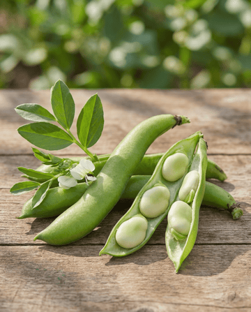 Bondböna Threefold White 100g (Vicia faba) – ettåriga grönsaksfrön från SeedsChoice
