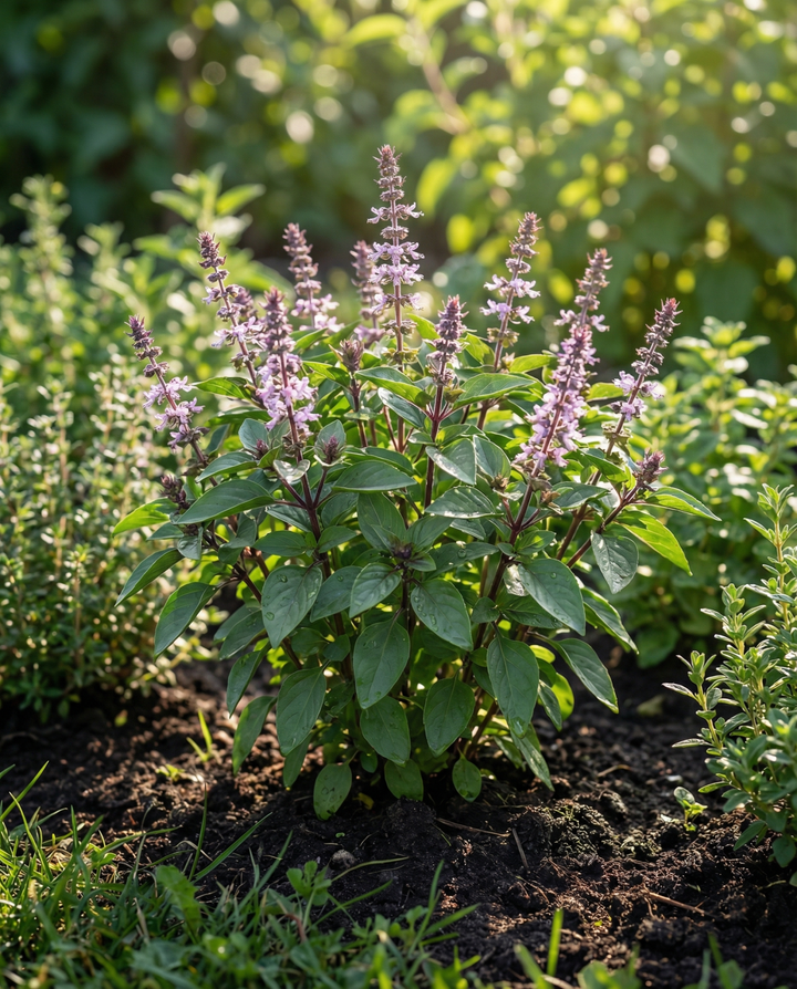 Frön av kanelbasilika (Ocimum basilicum) – ekologisk ettårig ört