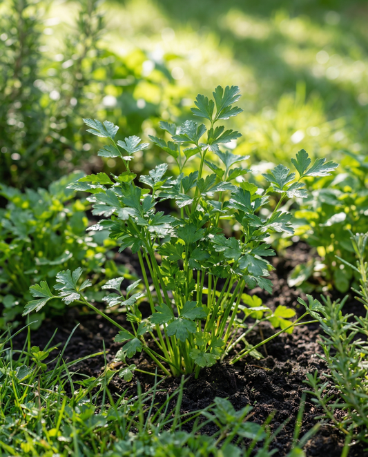 Plattbladig persilja (Petroselinum crispum) – ekologiska tvååriga örtfrön från SeedsChoice