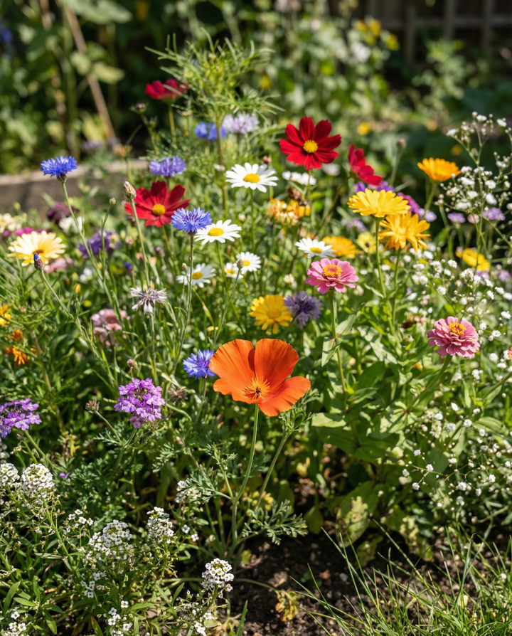 Sommarblommor frön – ettårig mix, täcker 25 m², 20 sorter