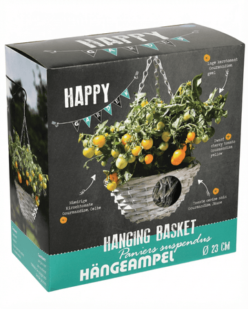 Dvärg körsbärstomat Gourmandise Yellow hängkorg (Solanum lycopersicum) – grönsaksfrön från SeedsCh…