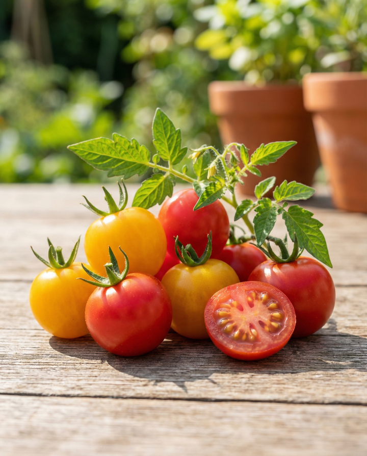 Frön av söt körsbärstomat Mini Greenhouse (Solanum lycopersicum) – odlingskit