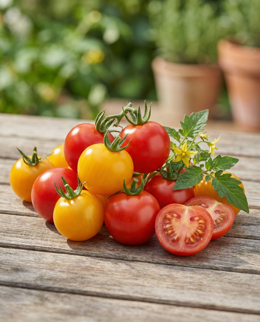 Söt körsbärstomat Mini Greenhouse (Solanum lycopersicum) – odlingskit med frön från SeedsChoice