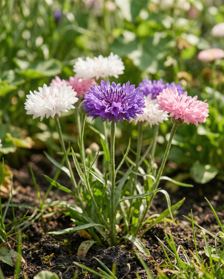 Blåklint fröband Mixed Double Flowered 7,5 m (Centaurea cyanus) – ettårigt fröband
