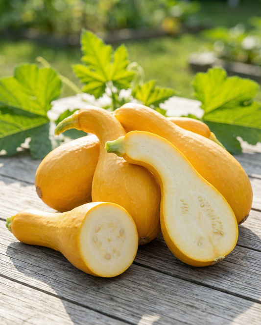 Early Summer Crookneck Squash (Cucurbita pepo) – ettåriga grönsaksfrön från SeedsChoice